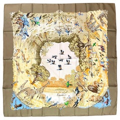 Used Hermès "Africa" Silk Twill Scarf by Robert Dallet, circa 1997 - 1998.