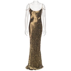 Christian Dior by John Galliano Metallic Retro Gold Evening Dress, FW 1998