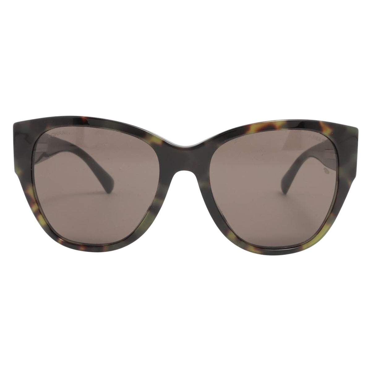 Chanel CC Logo Brown Schildpatt Acetat-Sonnenbrille im Angebot