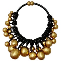 Monies Multi Gold and Wood on Leather Statement Chocker