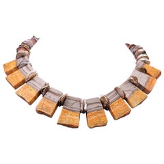 A.Jeschel Bumble Bee Jasper plates and Carnelian necklace 