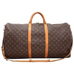 Louis Vuitton Keepall 60 Bandouliere Monogram Canvas Duffel Travel Bag + Strap