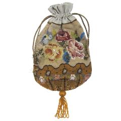 Vintage 1920's Gray and Gold Floral Beaded Purse 7