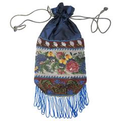 1920s Drawstring Multicolor Floral Steel Bag