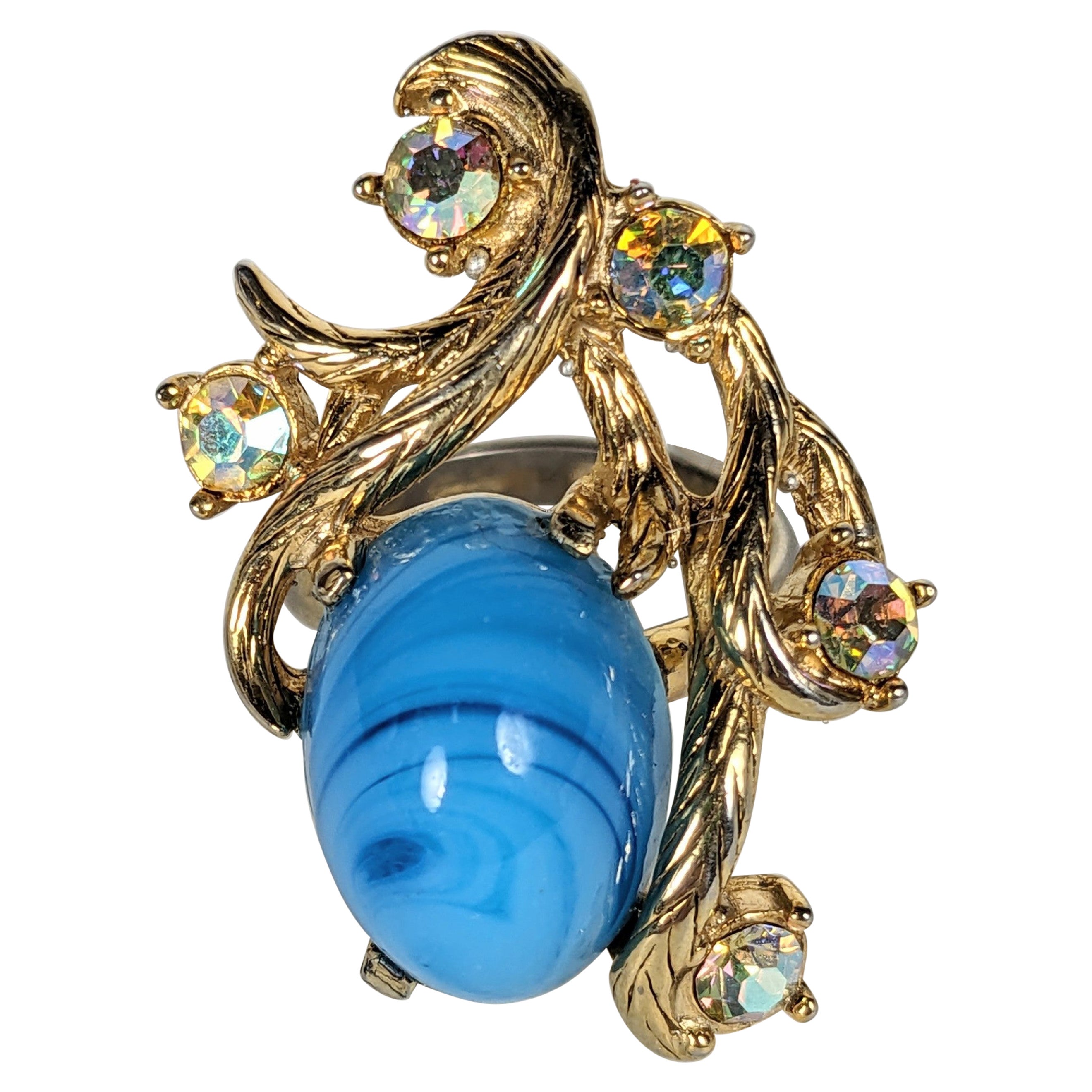 Elsa Schiaparelli, bague cocktail turquoise en vente