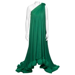 Lanvin by Alber Elbaz Green Pleated One-Shoulder Evening Dress, SS 2008