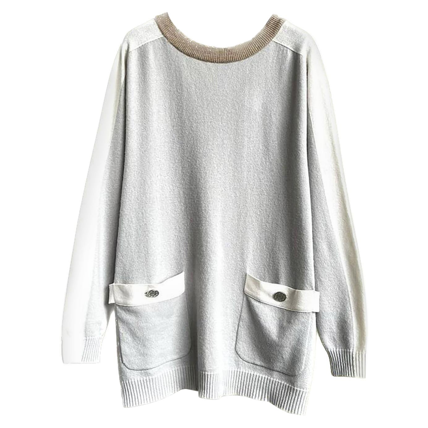 Chanel Seoul CC Buttons Belted Cashmere Jumper For Sale