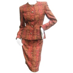 Oscar de la Renta Stunning Beaded Wool Skirt Suit 