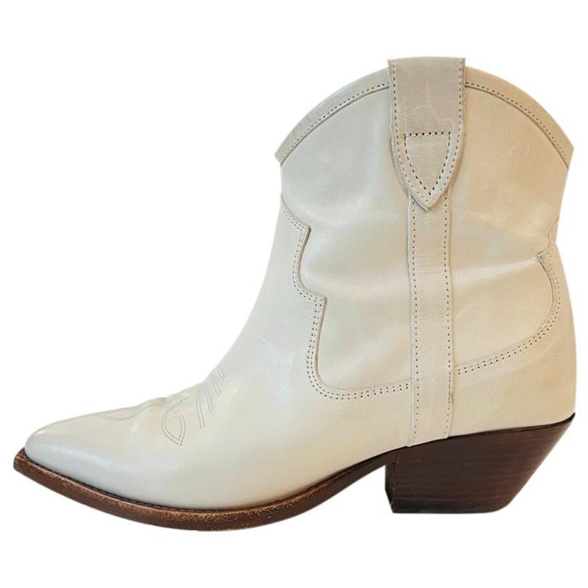 Isabel Marant Western Canvas & Suede Ankle Boots For Sale