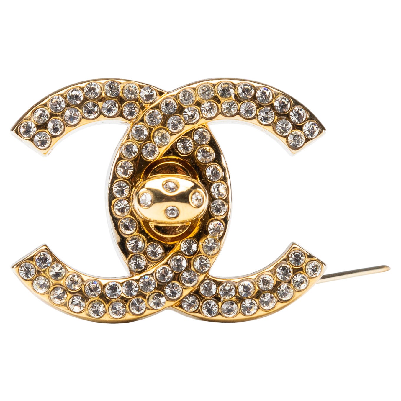 Chanel Rare CC Turnlock Brooch Gold-Plated