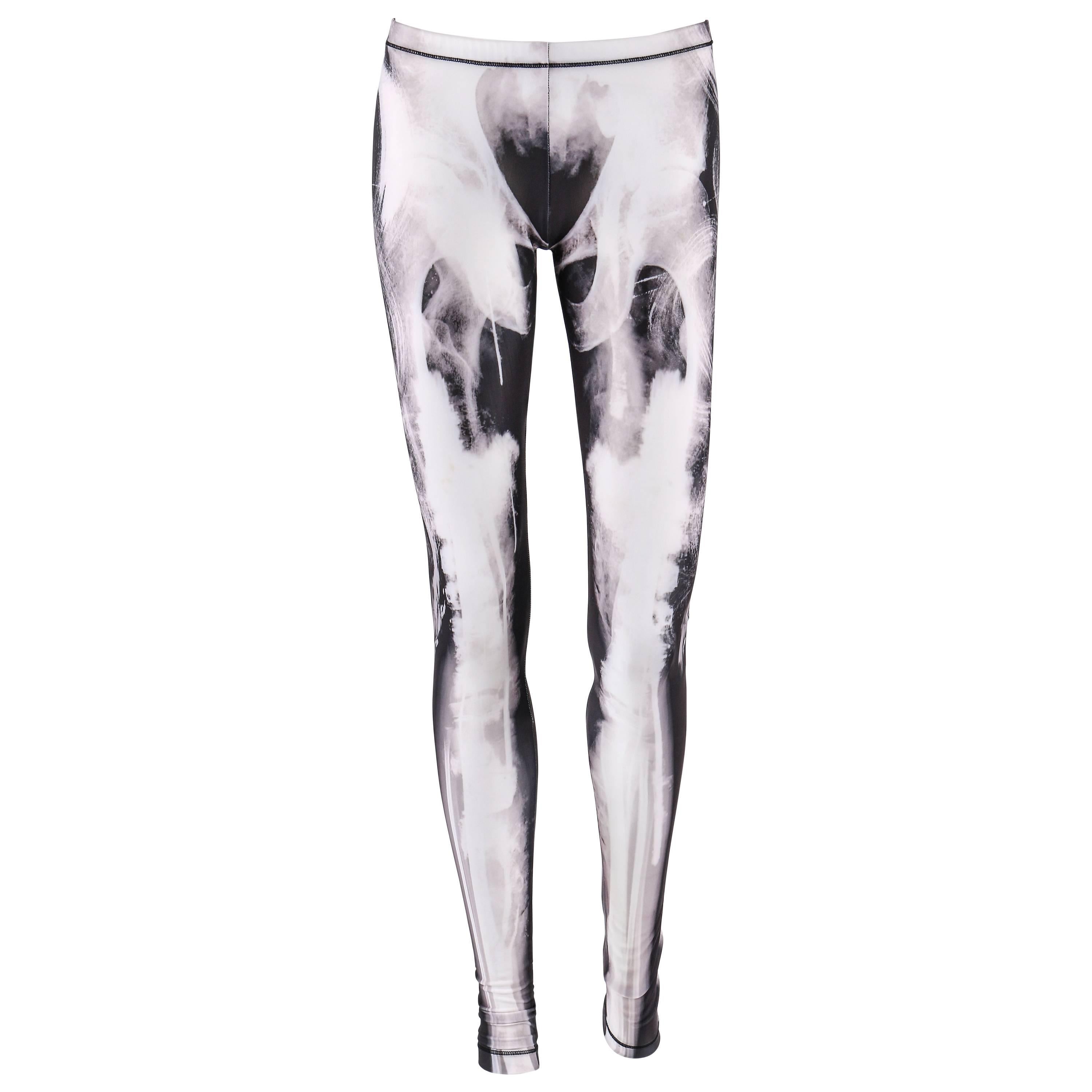 ALEXANDER MCQUEEN McQ c.2012 Black White X Ray Print Skeleton Leggings Pants For Sale