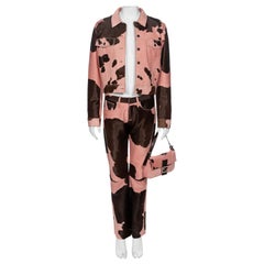 Vintage Fendi by Karl Lagerfeld Pink Cowhide Jacket, Pants and Baguette Bag Set, FW 1999