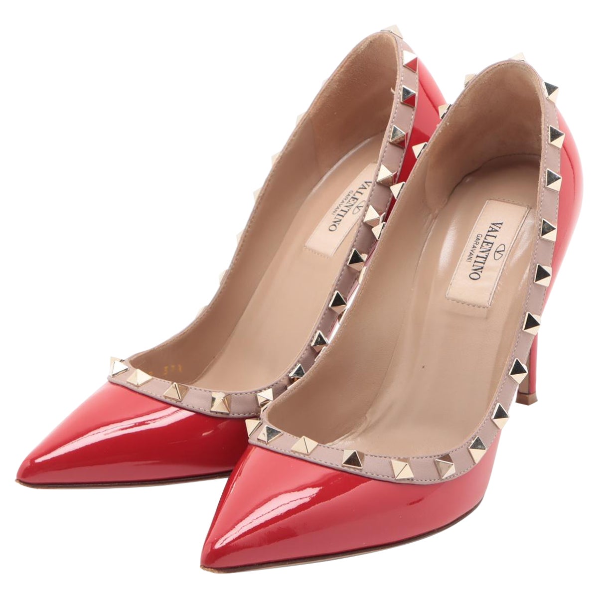 Valentino Garavani Rockstud Pointed-toe Patent Leather Pump Red For Sale