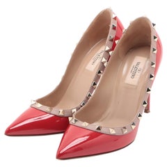 Valentino Garavani Rockstud escarpins à bout pointu en cuir verni rouge