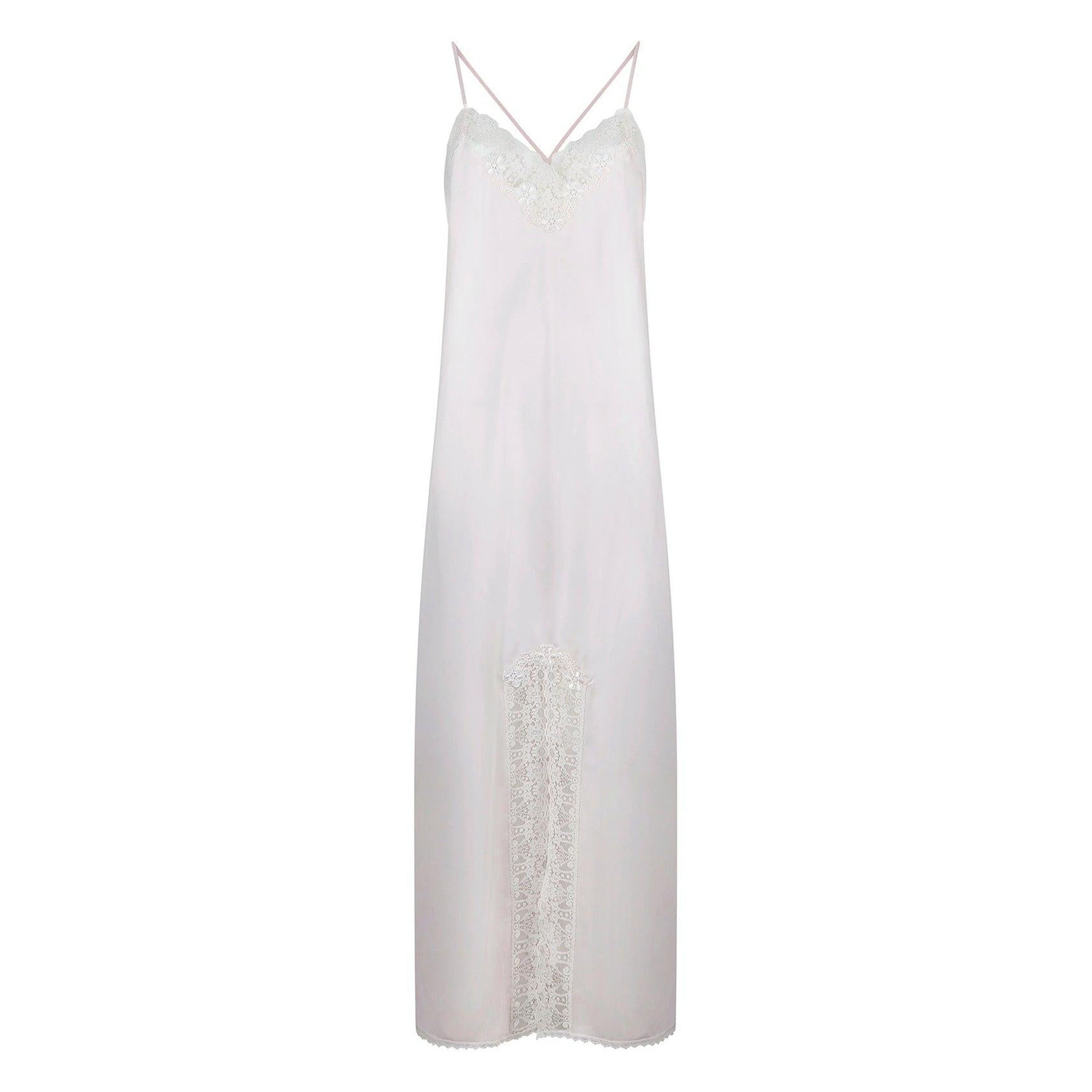 1990s Christian Dior Pink and Lace Slip Dress For Sale