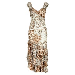 Y2K Expensive! Leopard Print Ruffled Bias Cut Dress