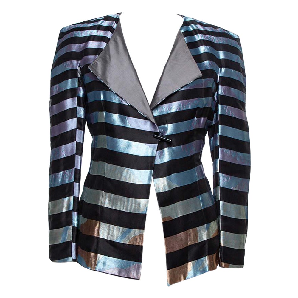 Giorgio Armani Multicolor Striped Jacquard Toggle Button Jacket S For Sale