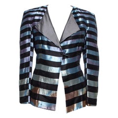 Used Giorgio Armani Multicolor Striped Jacquard Toggle Button Jacket S