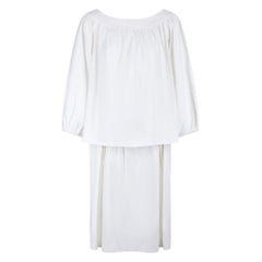 Retro 1975 Yves Saint Laurent Runway White Cotton Skirt and Top Set