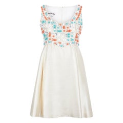 Used 1960s Gino Charles Cream Silk Beaded Dress