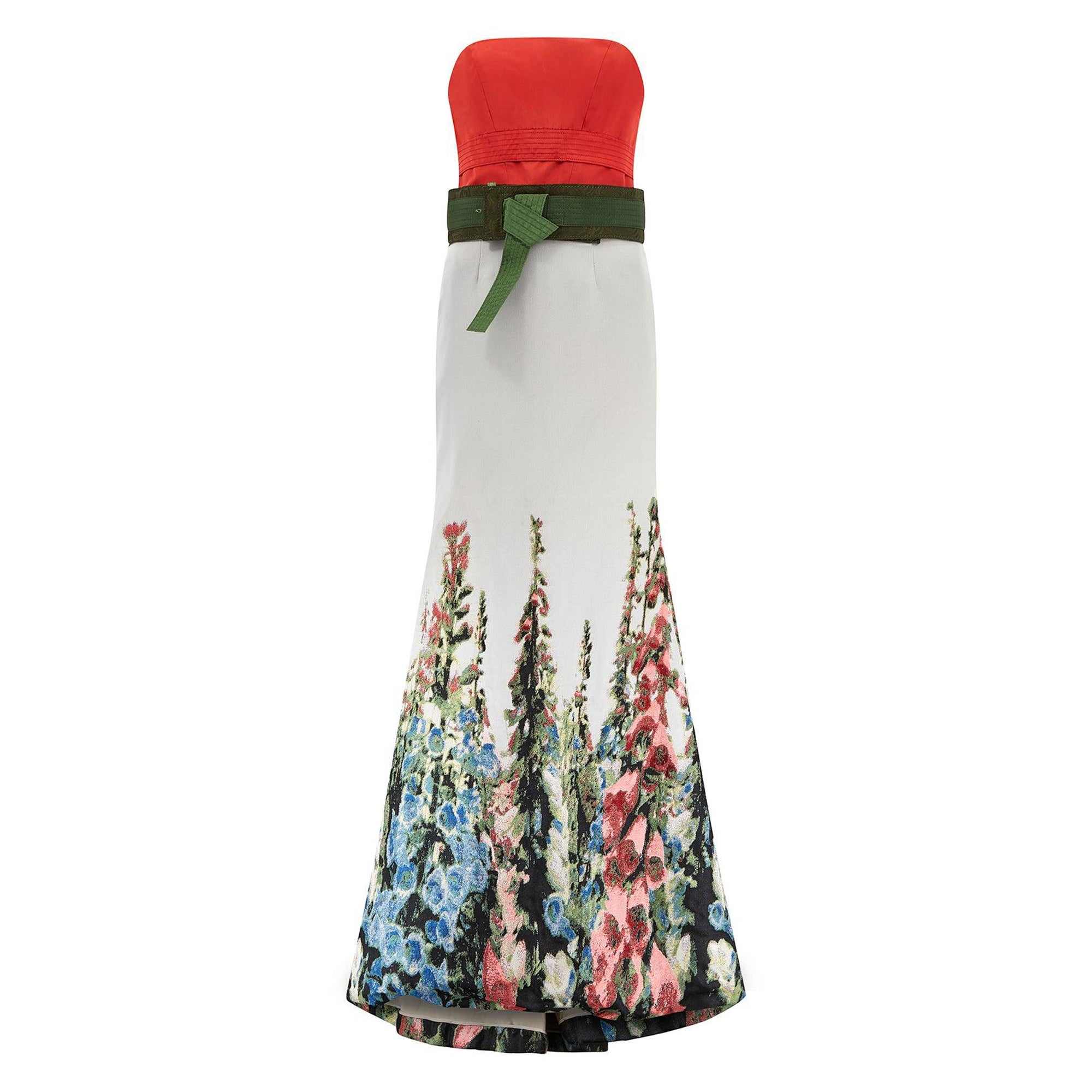 2011 Carolina Herrera Runway Documented Floral Maxi Dress For Sale