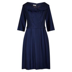 1950er Harrods Marineblaues doppelreihiges Kleid