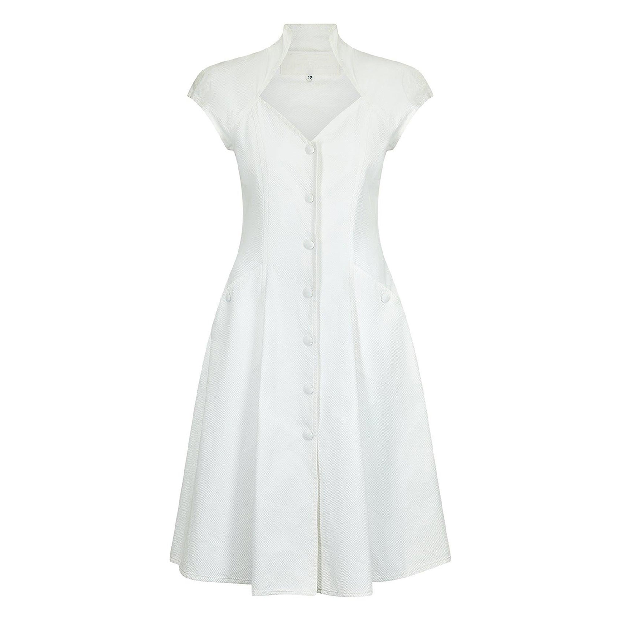 1990er Catherine Walker Chelsea Design Co Weißes Baumwollkleid aus Baumwolle im Angebot