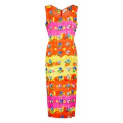 Vintage 1993 Runway Gianni Versace Couture Floral Column Dress