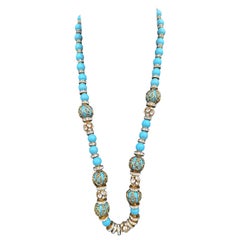 Retro Valentino necklace with turquoise paste and crystals