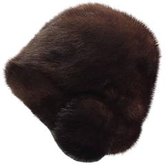 1960s Saks Fifth Avenue Natural Mink Cloche-Style Hat w Roll Brim