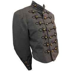 Retro 1950's Slate and Black Wool Military Band Jacket 