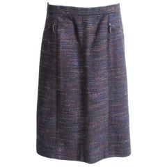 Used Chanel Skirt Multicolor Cotton Blend Tweed Pencil Style 02A Collection Size 40