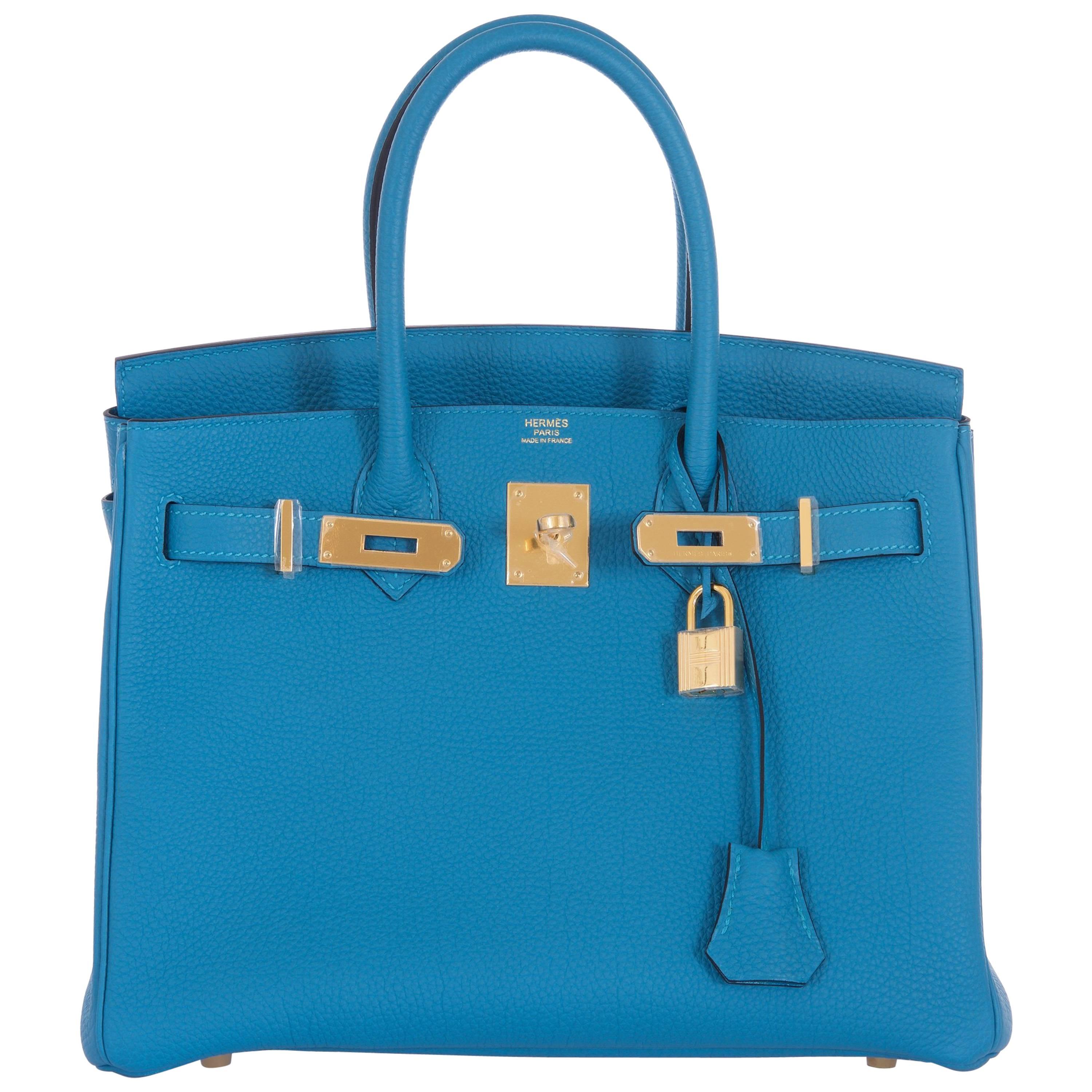 Hermes Birkin Bag 30cm Turquoise Togo with Gold hardware JaneFinds