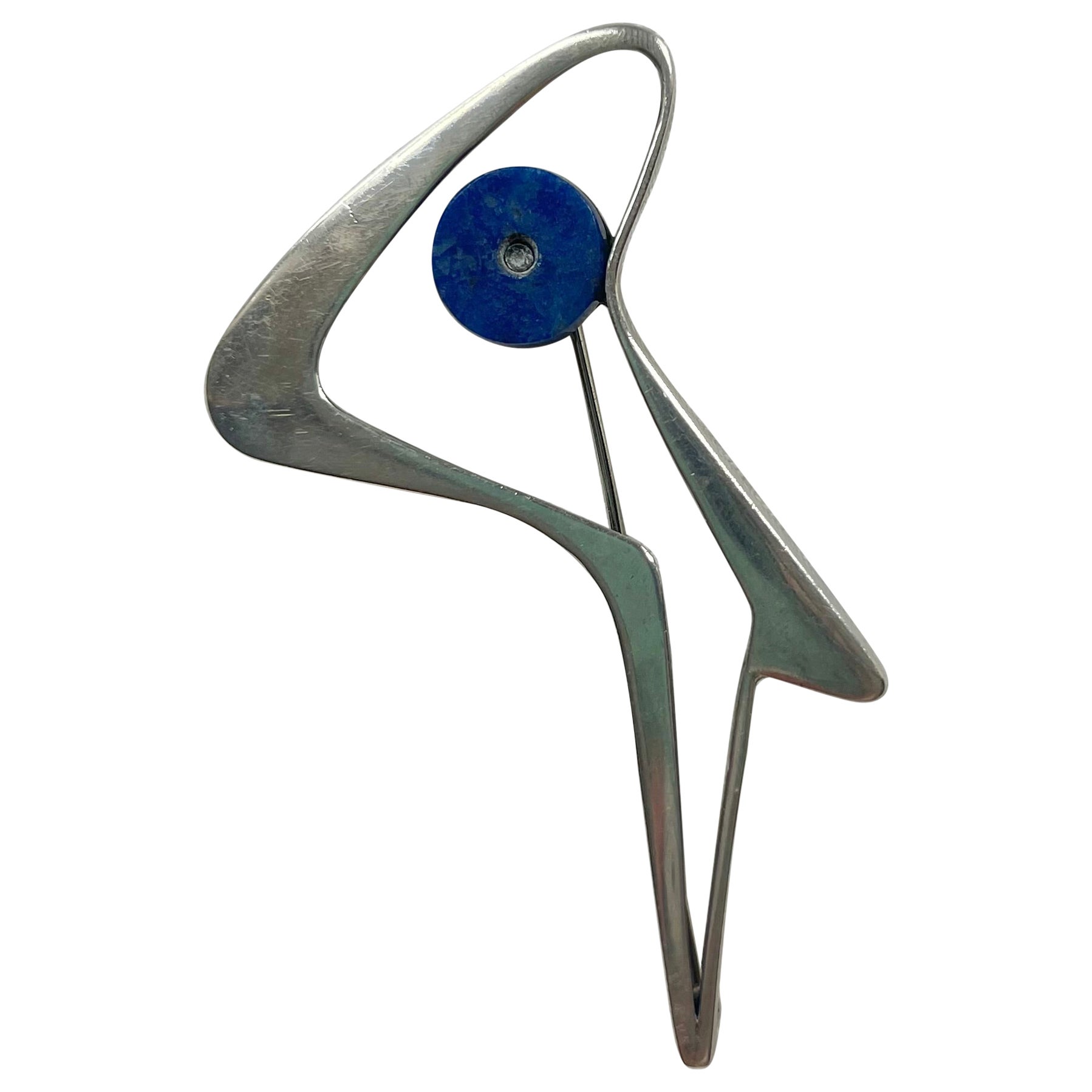 Margaret de Patta Silver and Lapis Brooch 1947-1950 For Sale