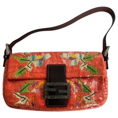 Retro Fendi tropical pattern embroidery sequin baguette