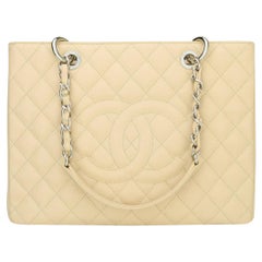 CHANEL Grand Shopping Tote (GST) Tasche Beige Kaviar mit silberner Hardware 2013