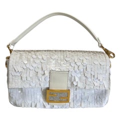 FENDI white sequin baguette