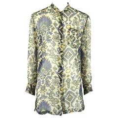 Dries Van Noten Multi Silk Chiffon Long Sleeve Shirt - 38
