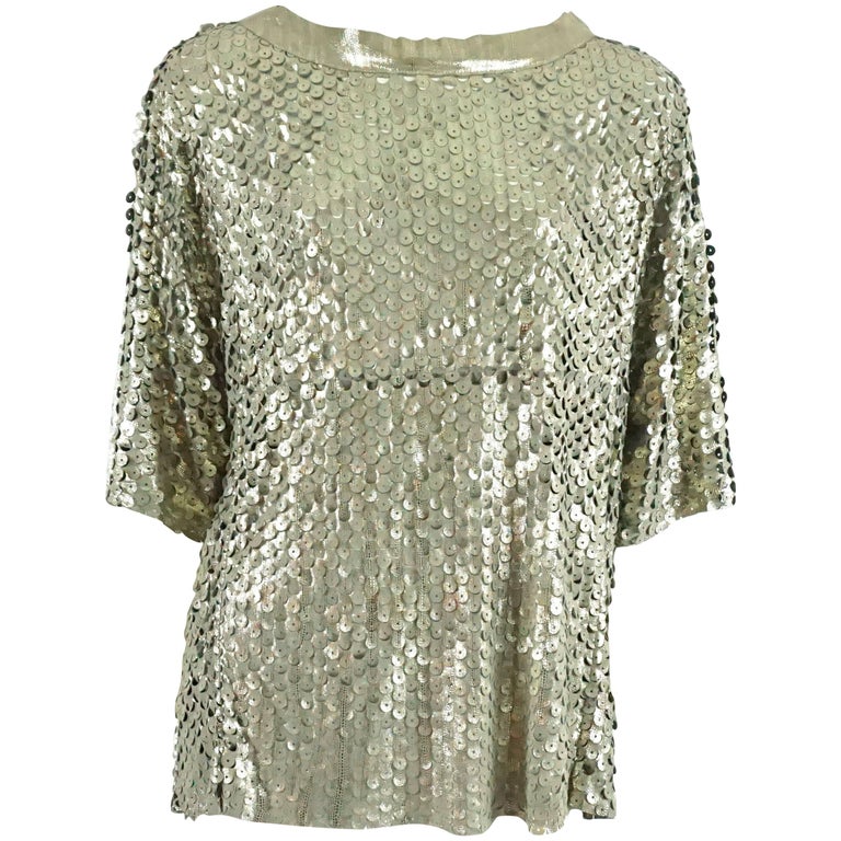 Drome Metallic Laser Cut Leather Top - L For Sale at 1stDibs