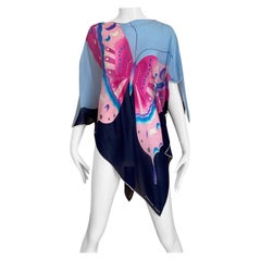 Used 1970s Hanae Mori Butterfly Print Silk Blouse