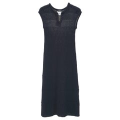 CHANEL Black Textured Cotton Jacquard Knit Sleeveless Dress  