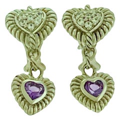 Judith Ripka Orecchini a Cuore in Argento 925 con Ametista 9,9 grammi