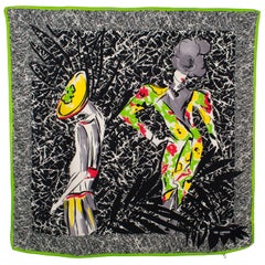 Ted Lapidus Paris - Écharpe en soie multicolore imprimée de mannequins de mode