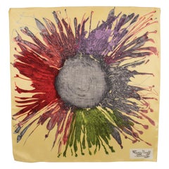 Retro French Designer Maggy Rouff Silk Scarf Multicolor 1960s Floral Print