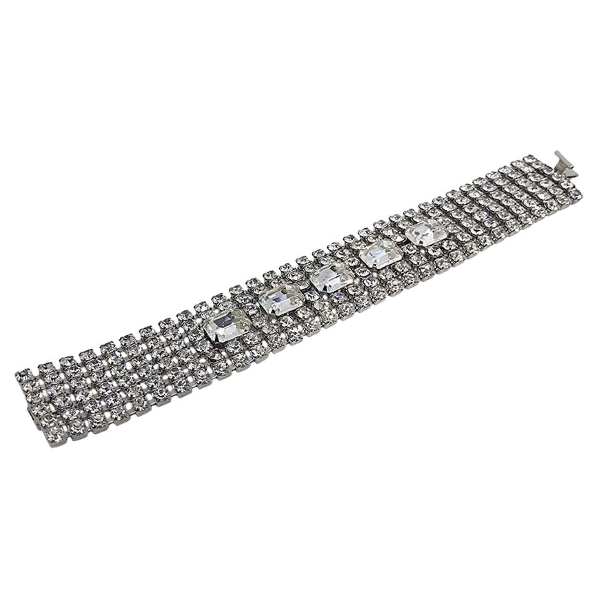 Weiss Clear Rhinestone Bracelet Perfect for Weddings For Sale