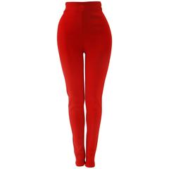 Vintage Gianni Versace Couture Red Stretch Leggings