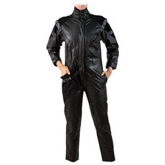 Vintage 1980S Black Leather Flight Jumpsuit