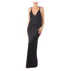 1990S St.John Black Rayon Blend Knit Body-Con Gown