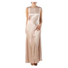 1990S Ghost Champagne Viscose Crepe Back Satin Gown