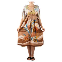 Morphew Collection Earth-Tone Floral Silk Crepe De Chine 4-Scarf Dress